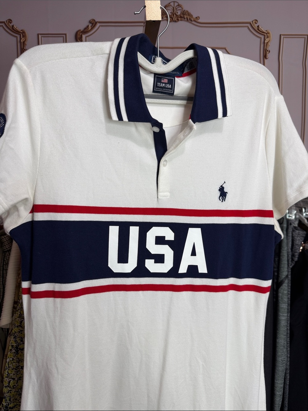 Polo Ralph Lauren Team USA Graphic Polo Dress White Navy. Size M - Picture 3 of 9